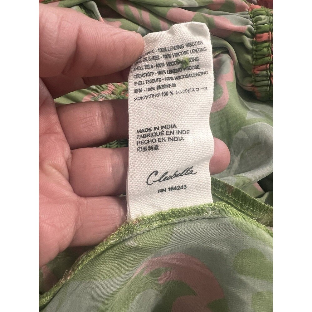 NWOT CLEOBELLA Claire Green Satin Jumpsuit Sz S Abstract Print Short Sleeve - Picture 10 of 13